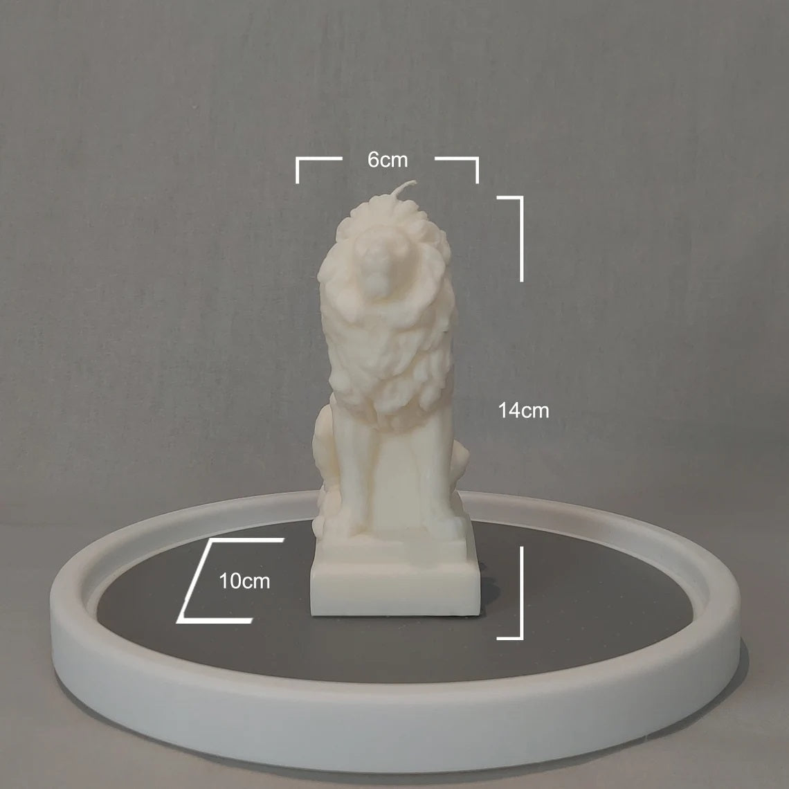 Lion Statue Candle in Clear Ivory