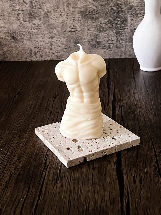 Male Torso Statue Candle in Multiple Colors