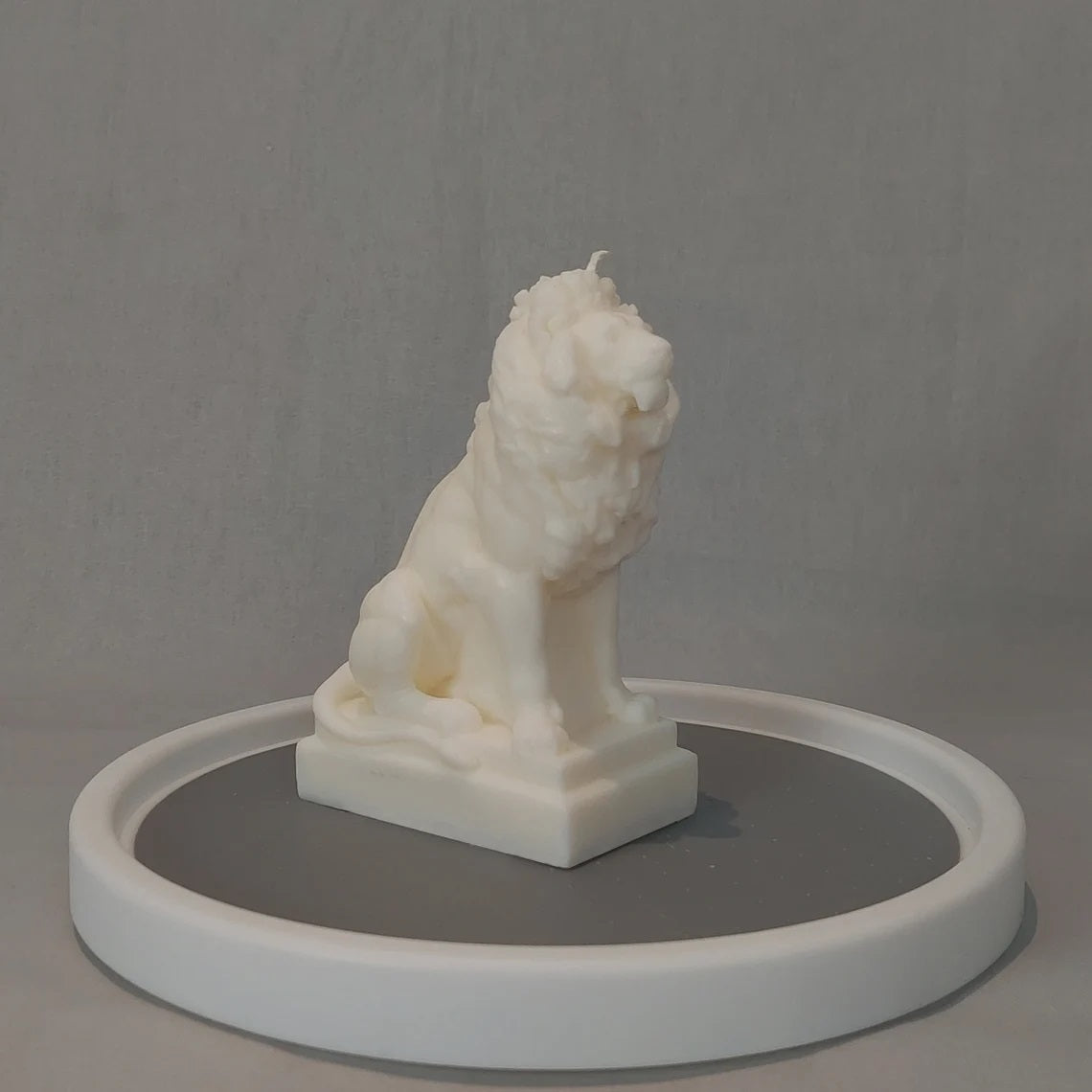 Lion Statue Candle in Clear Ivory