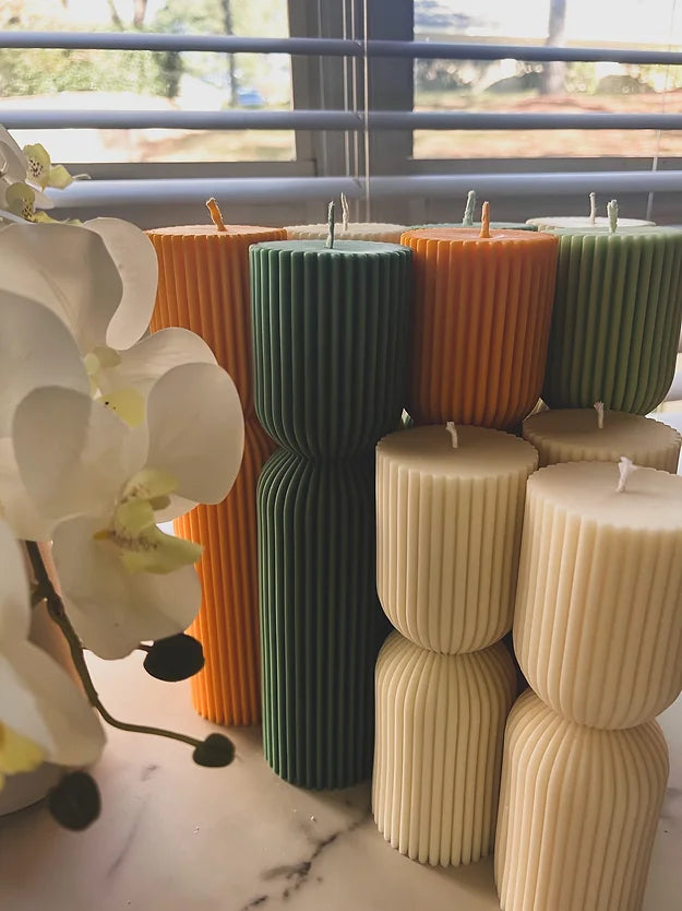 Medium Ribbed Pillar Candle