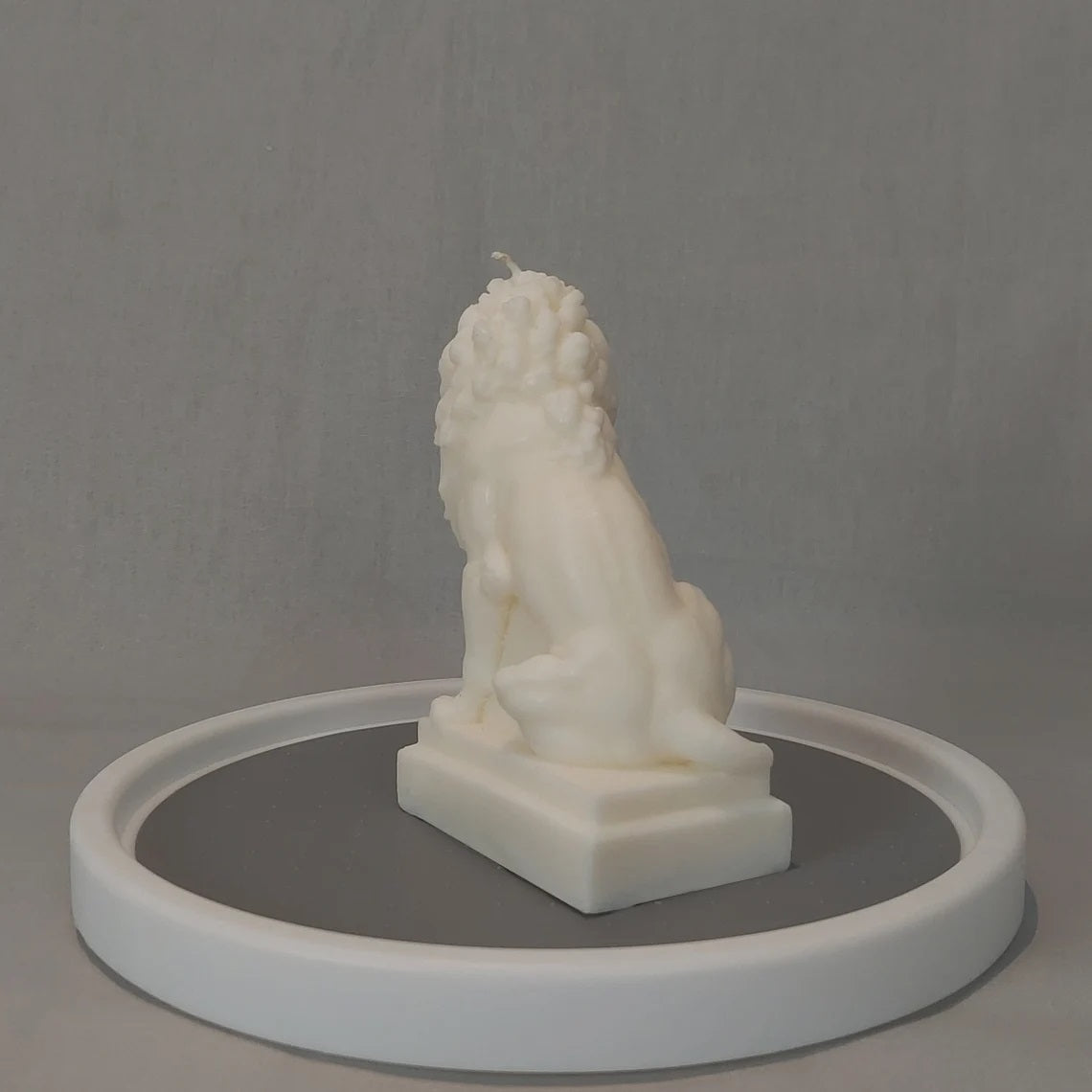 Lion Statue Candle in Clear Ivory