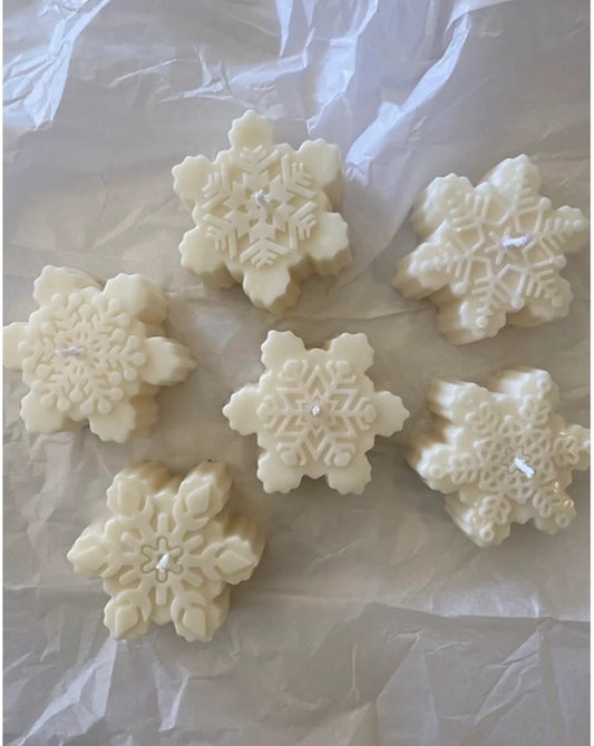 Set of 6 Snowflake Candles in Ivory