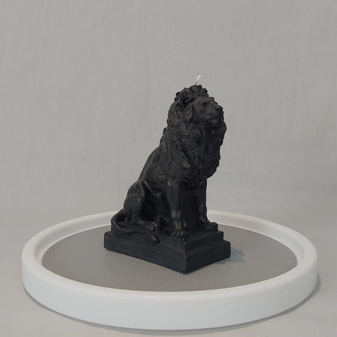 Lion Statue Candle in Clear Ivory