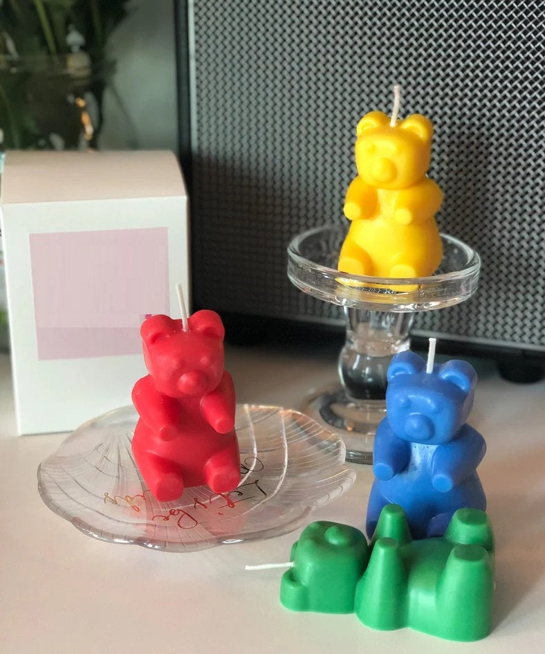 Set of 4 Gummy Bear Candles in Vibrant Colors