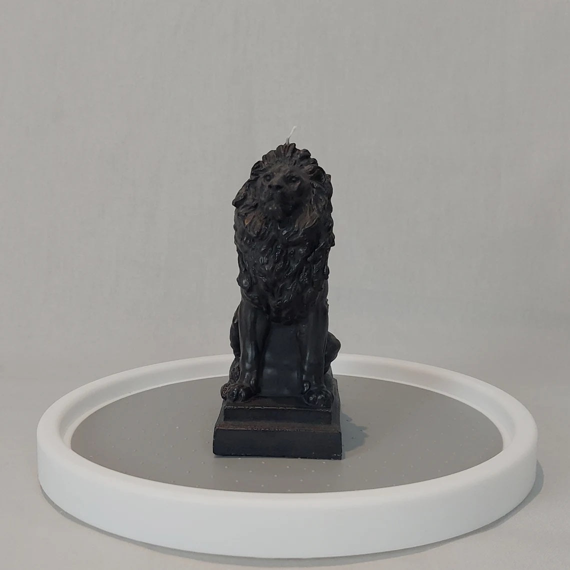 Lion Statue Candle in Black
