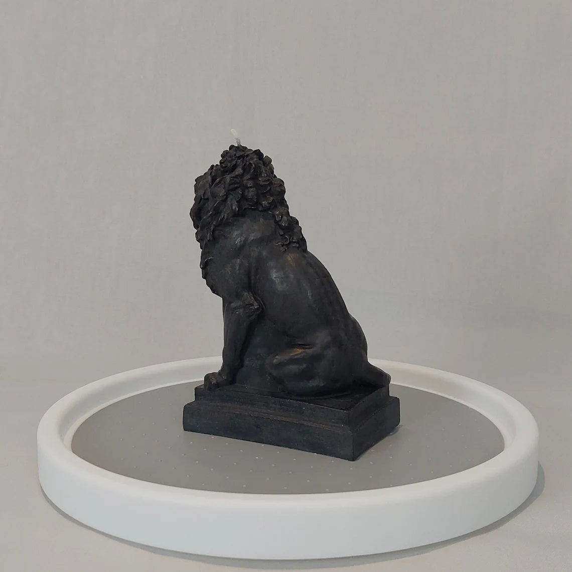 Lion Statue Candle in Black