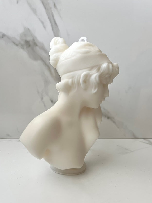 Greek Lady Statue Candle in Ivory