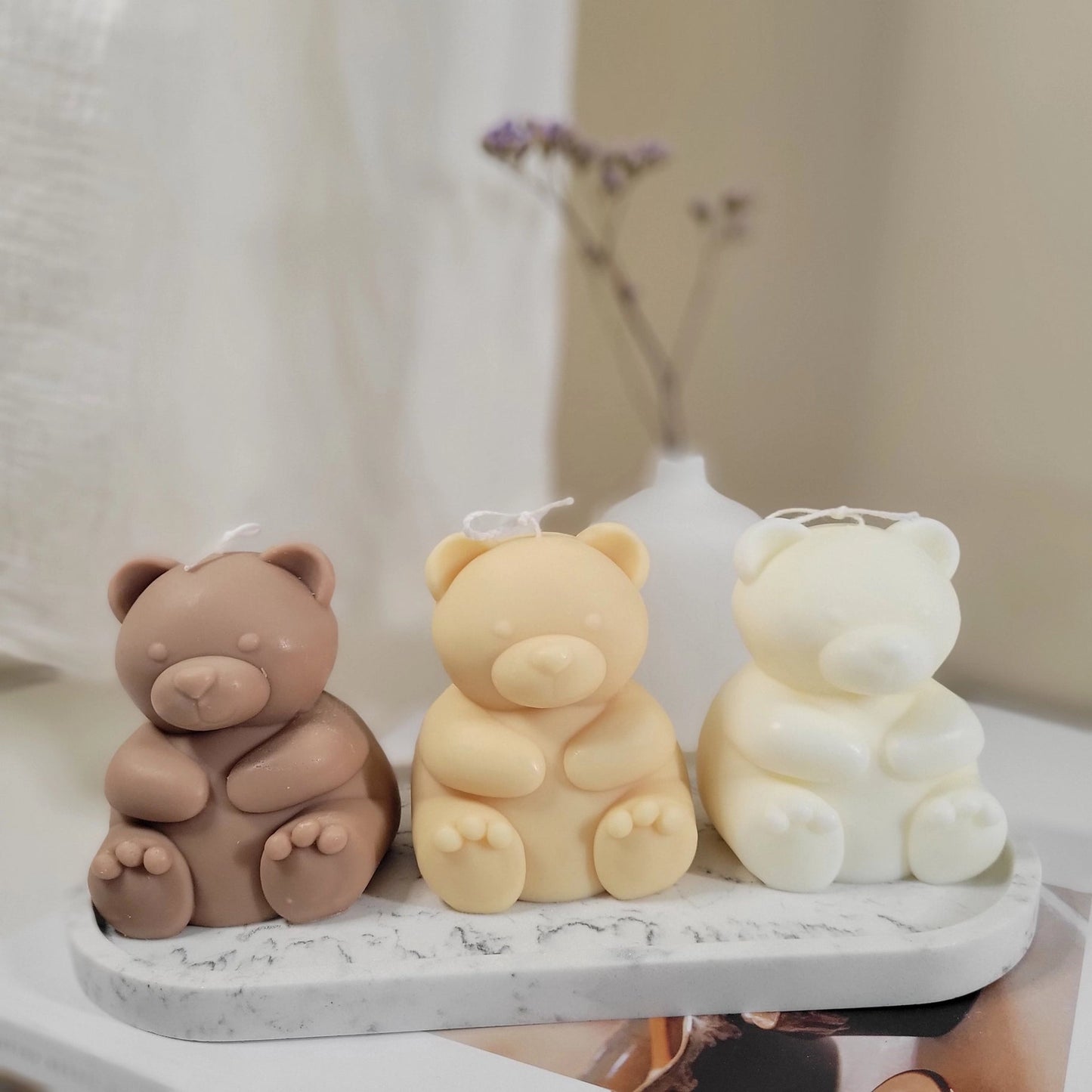Cute Teddy Bear Candle in Mocha