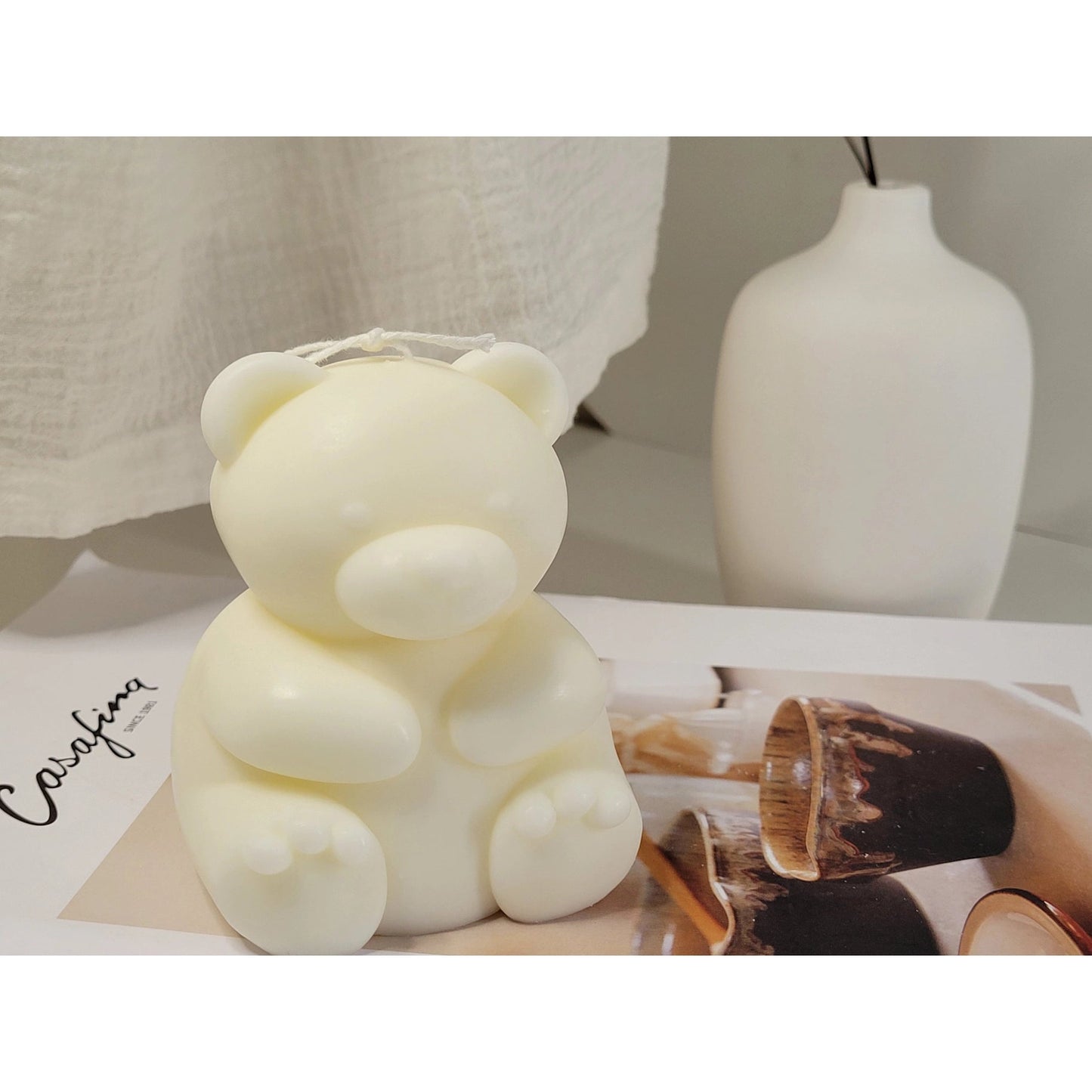 Cute Teddy Bear Candle in Mocha