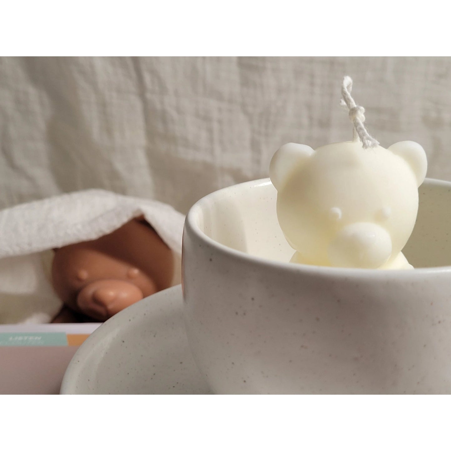 Small Cute Teddy Bear Candle in Mocha