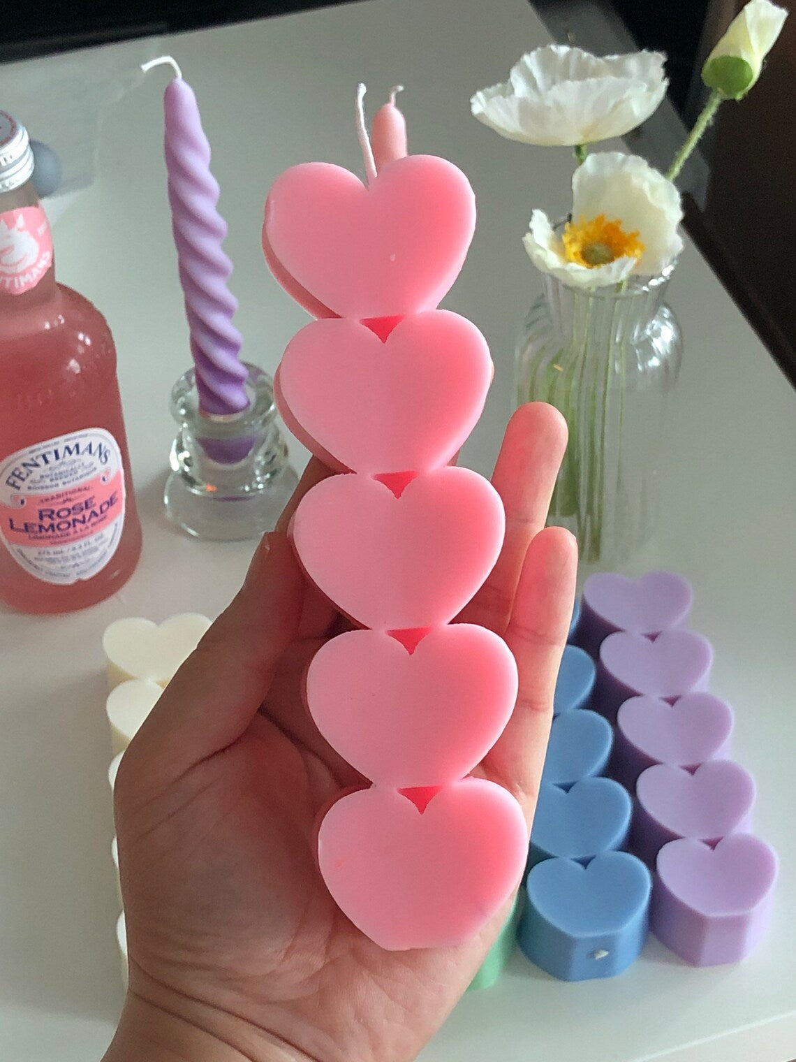 Heart Shaped Candles in Pastel