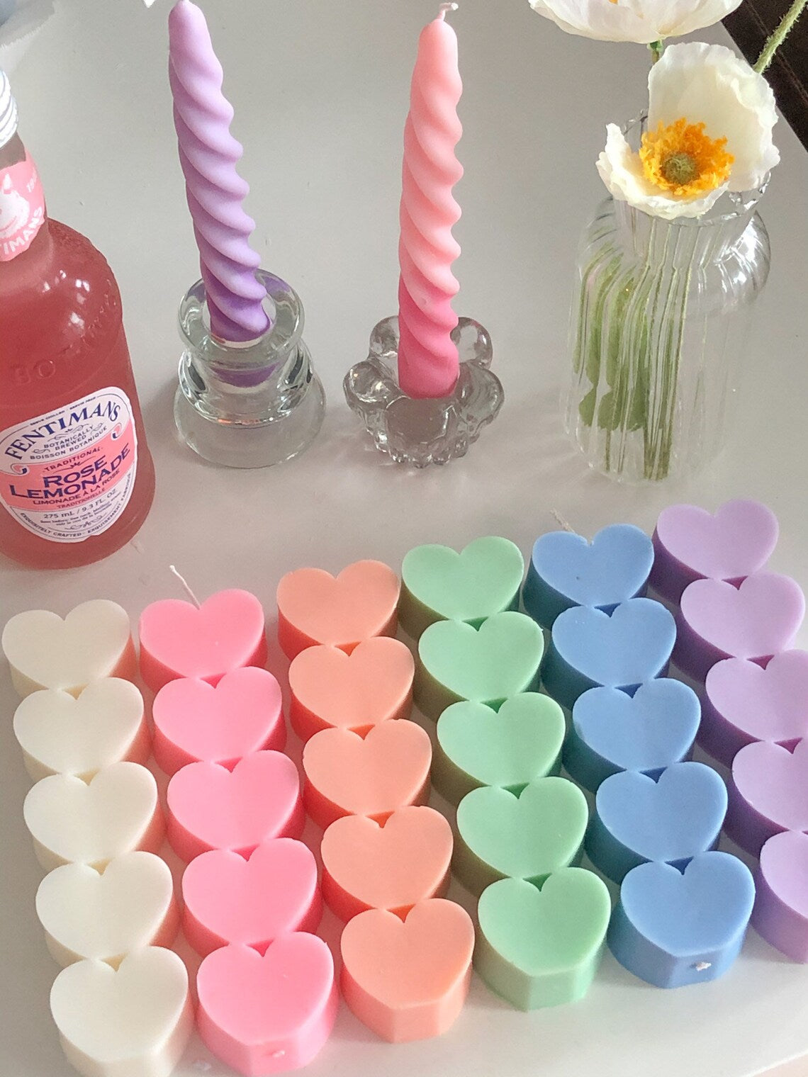 Heart Shaped Candles in Pastel