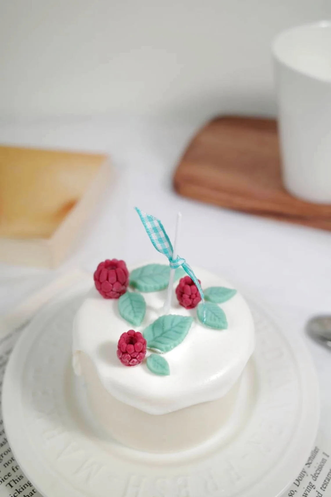 Lovely Mini Cake Candle with Raspberries