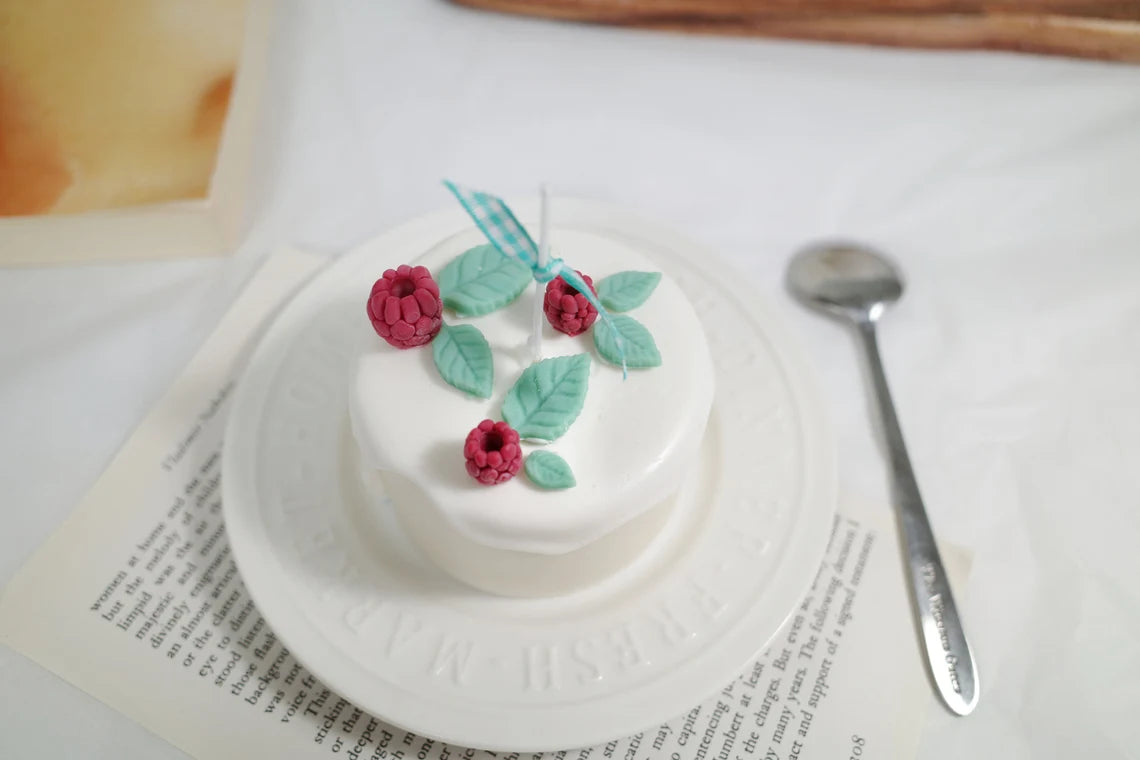 Lovely Mini Cake Candle with Raspberries
