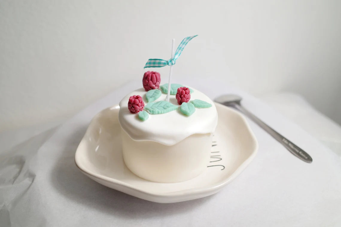 Lovely Mini Cake Candle with Raspberries