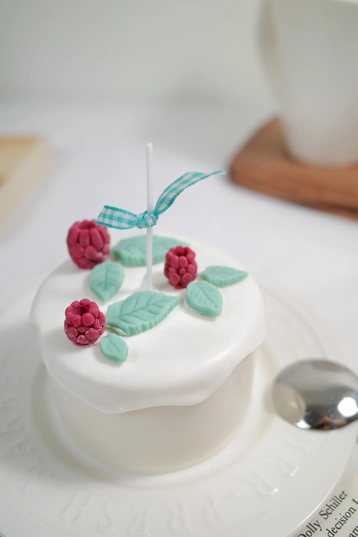 Lovely Mini Cake Candle with Raspberries
