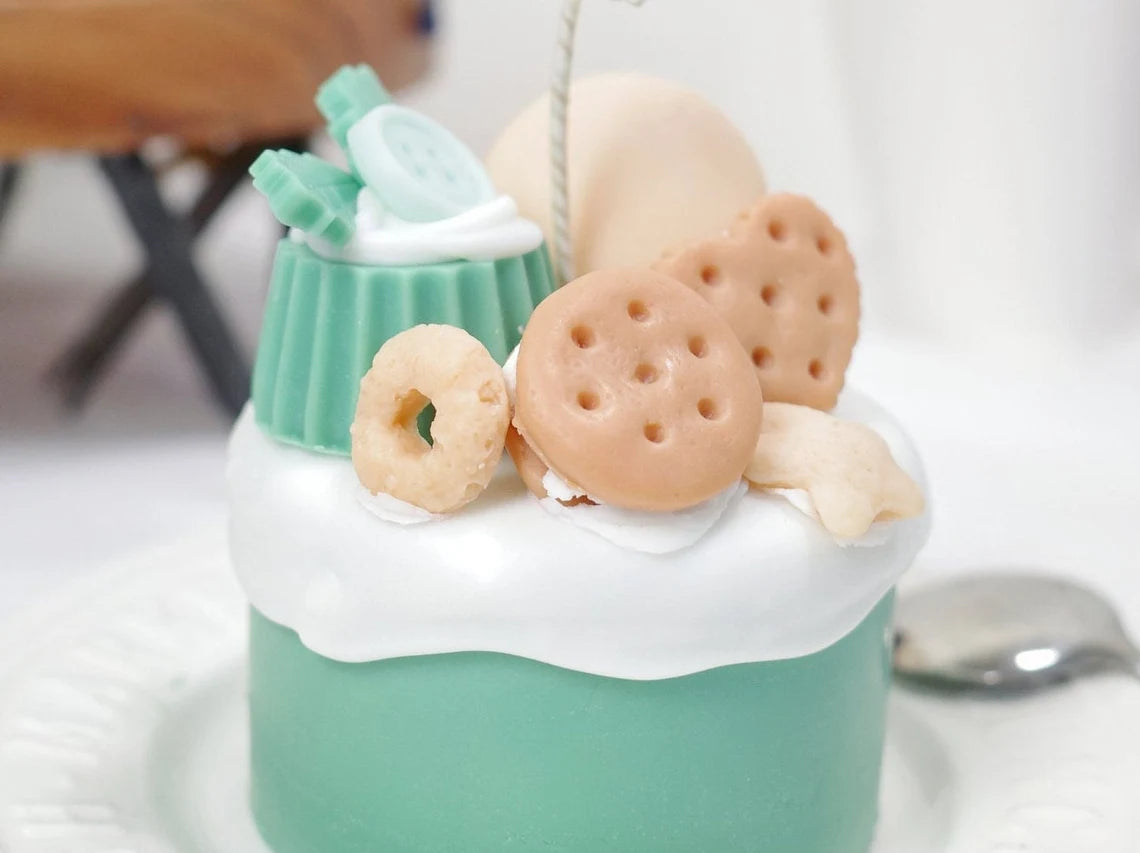Happy Birthday Cake Candle in Mint Green