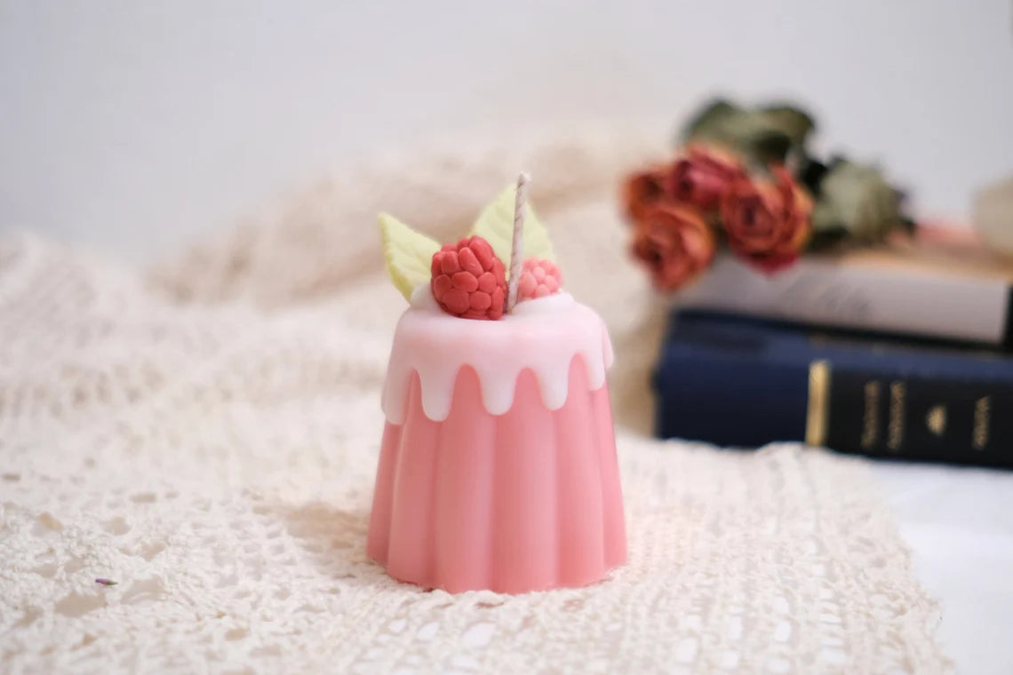 Lovely Pink Mini Cake Candle with Berries