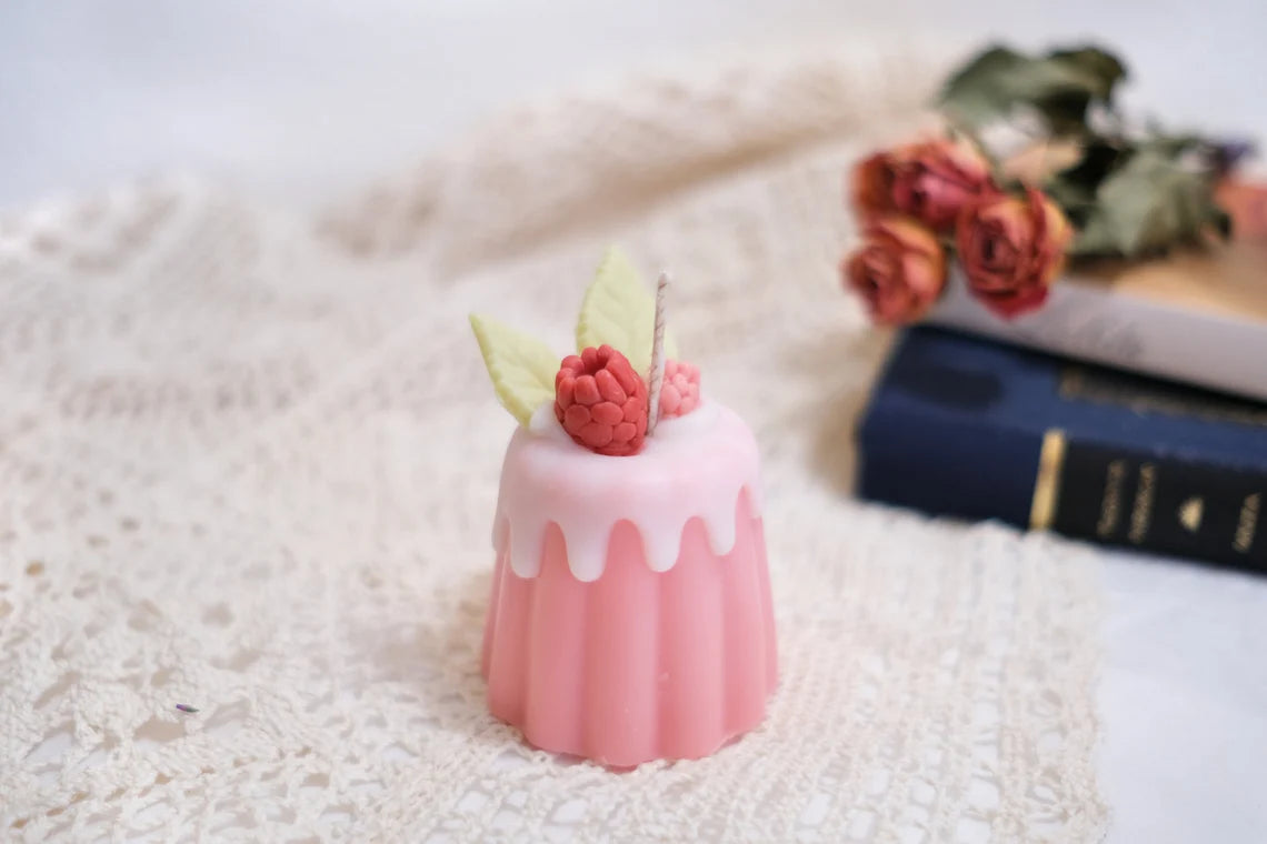 Lovely Pink Mini Cake Candle with Berries