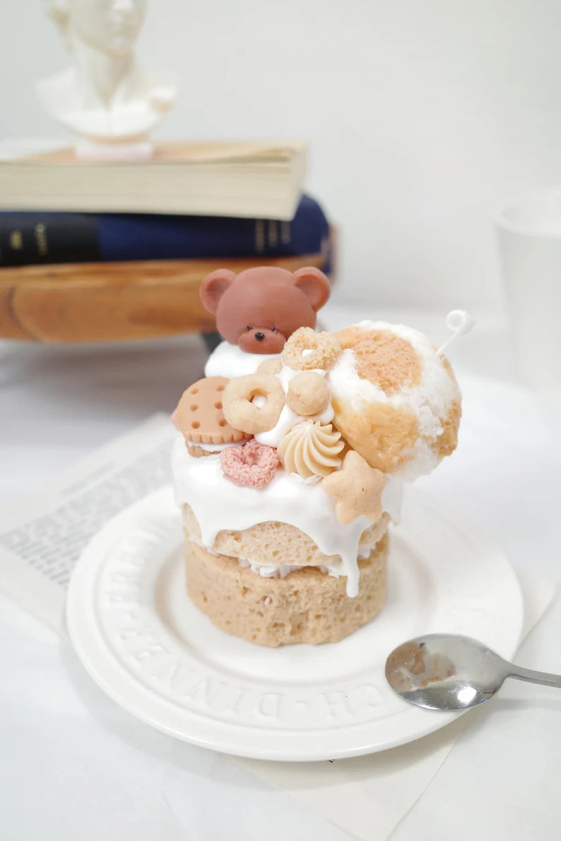 Ice Cream Cake Candle with Teddy Bear