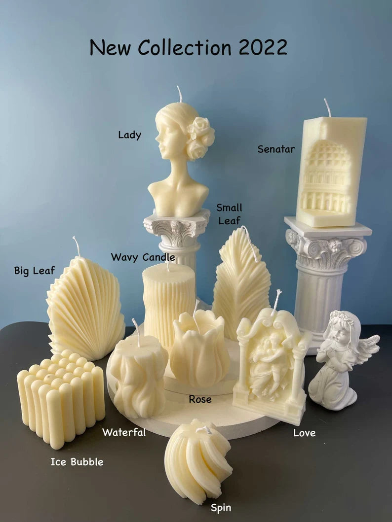 Sculpted Candle Gift Set in Ivory